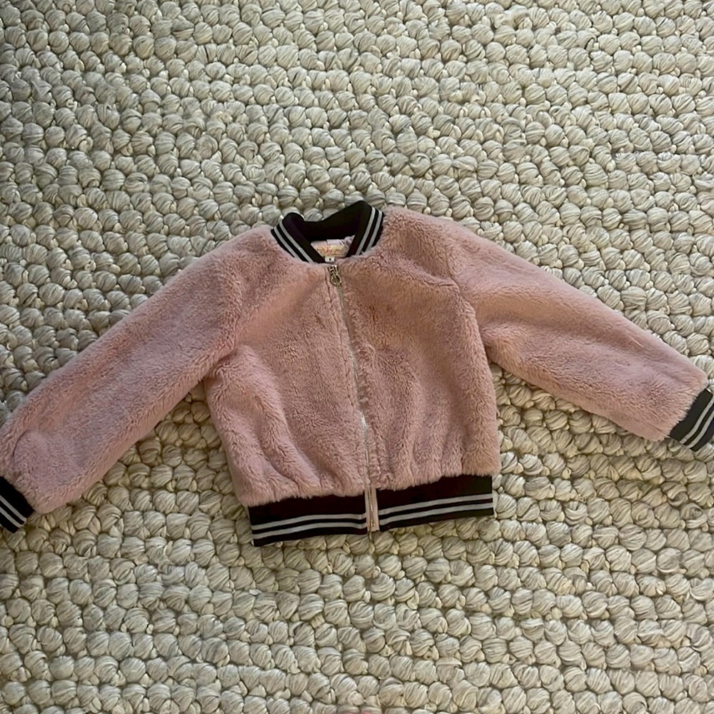 Fluffy pink childrens jacket